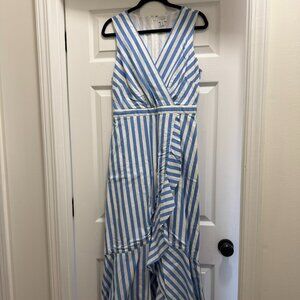 J. Crew Blue & White Striped Ruffle Dress Size 8
